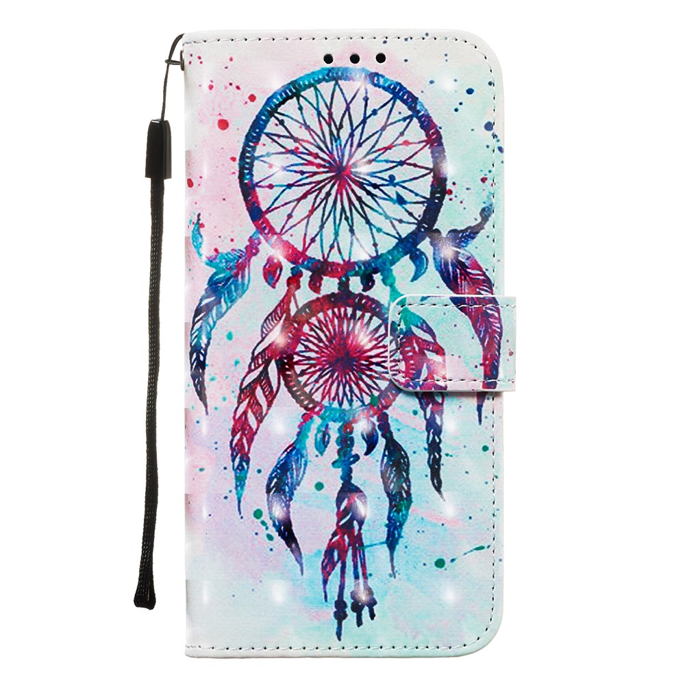 Estuche Para Teléfono de Cuero de Patrón de Pintura 3D Con Ranuras de Billetera Para Tarjetas Para Samsung Galaxy A20e / A10e - Pintar Catcher Dreams-8