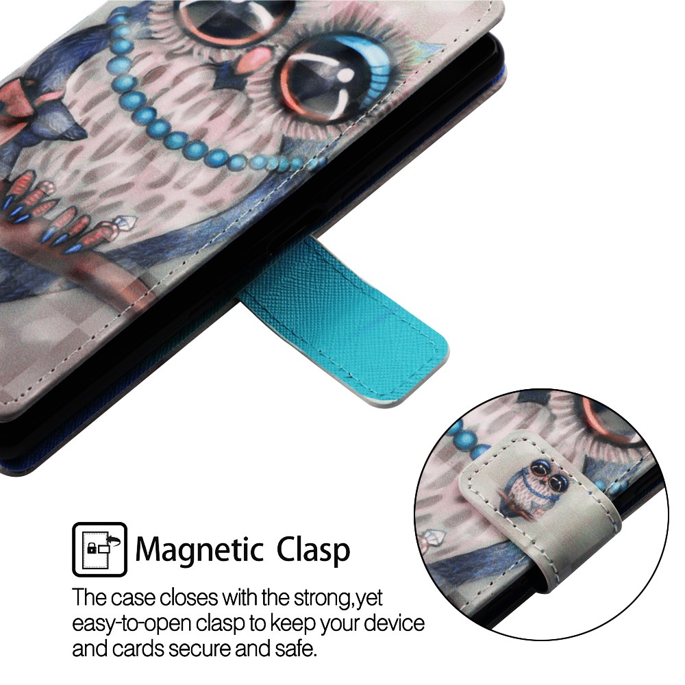 3D Painting Pattern Leather Phone Case with Card Wallet Slots for Samsung Galaxy A20e / A10e - Cute Owl-3