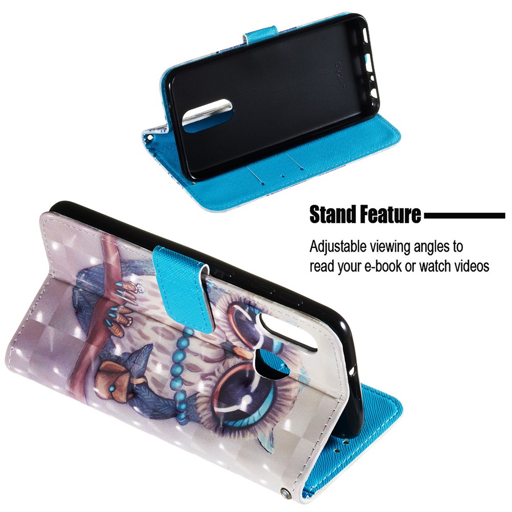 3D Painting Pattern Leather Phone Case with Card Wallet Slots for Samsung Galaxy A20e / A10e - Cute Owl-5