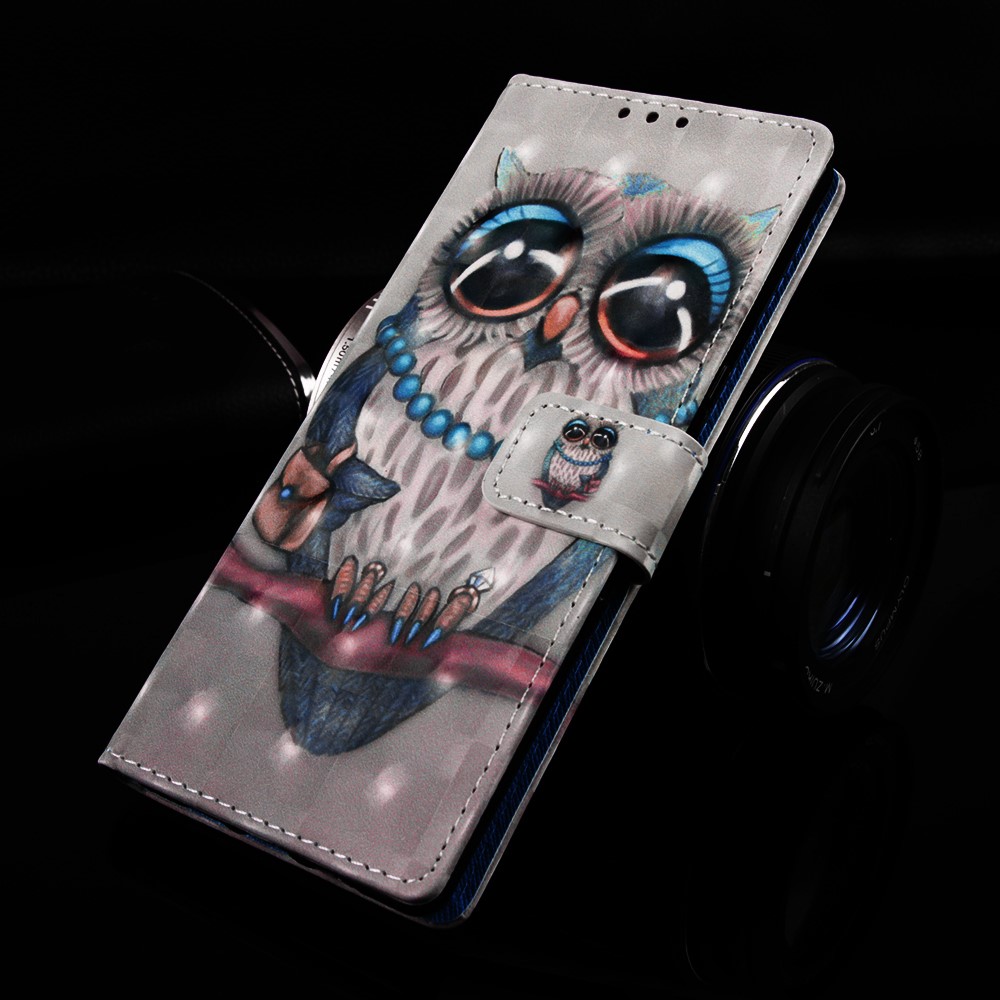 3D Painting Pattern Leather Phone Case with Card Wallet Slots for Samsung Galaxy A20e / A10e - Cute Owl-9