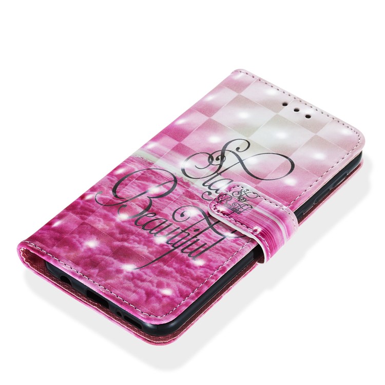 3D Painting Pattern Leather Phone Case with Card Wallet Slots for Samsung Galaxy A20e / A10e - Pink Clouds-6