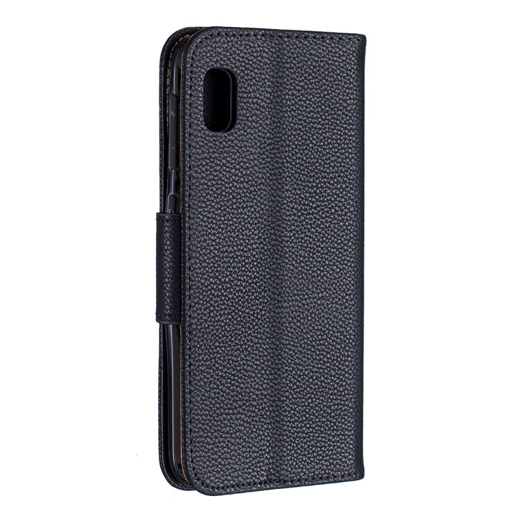 Litchi Texture Leather Wallet Stand Case for Samsung Galaxy A10e - Black-3