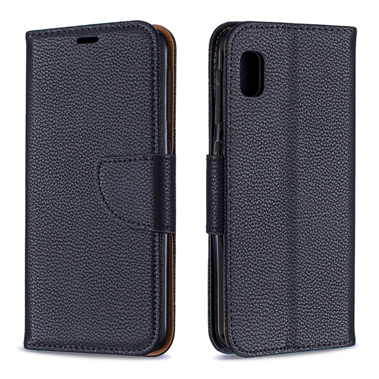 Litchi Texture Leather Wallet Stand Case for Samsung Galaxy A10e - Black-4