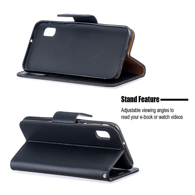 Litchi Texture Leather Wallet Stand Case for Samsung Galaxy A10e - Black-5