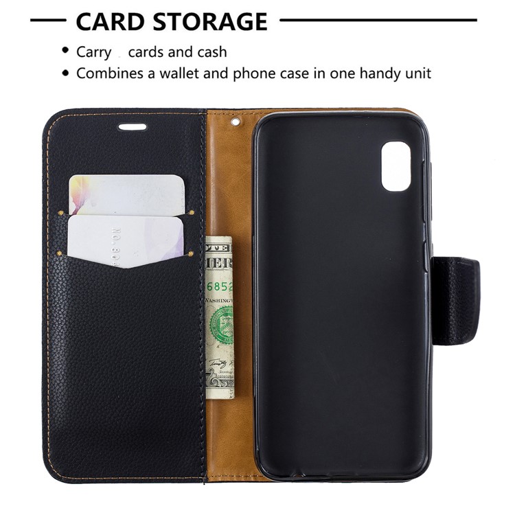 Litchi Texture Leather Wallet Stand Case for Samsung Galaxy A10e - Black-6