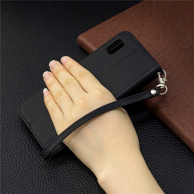 Litchi Texture Leather Wallet Stand Case for Samsung Galaxy A10e - Black-9