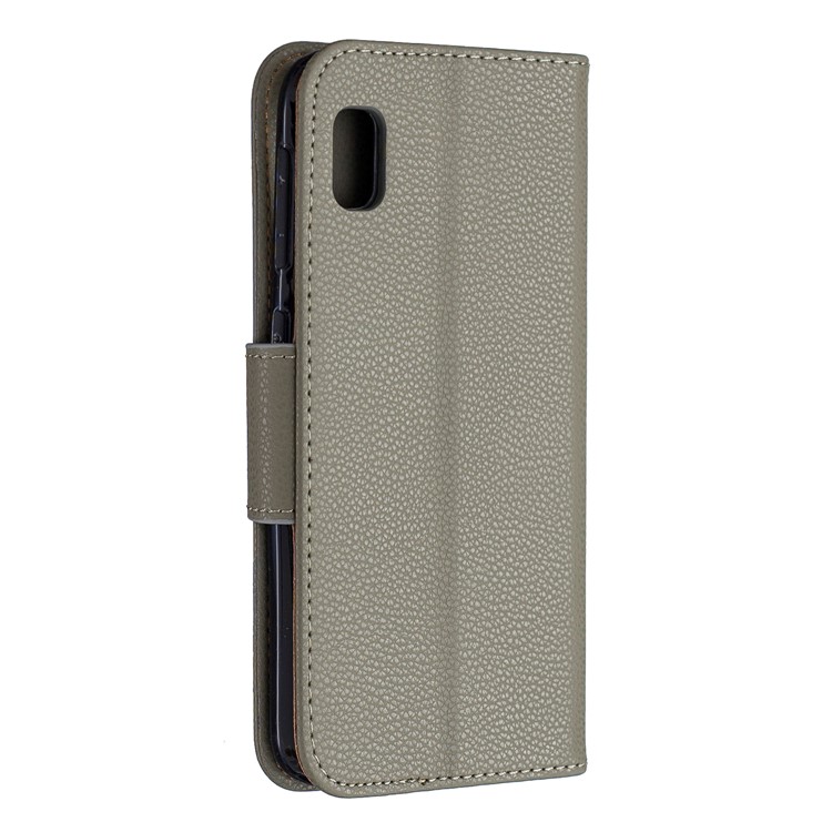 Etui Portefeuille En Cuir À Texture Litchi Pour Samsung Galaxy A10e - Armée Verte-3