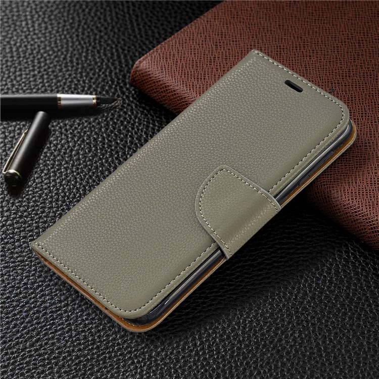 Etui Portefeuille En Cuir À Texture Litchi Pour Samsung Galaxy A10e - Armée Verte-7