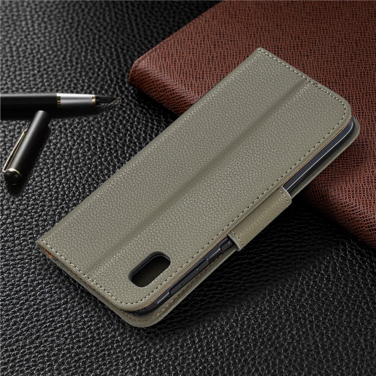 Etui Portefeuille En Cuir À Texture Litchi Pour Samsung Galaxy A10e - Armée Verte-8