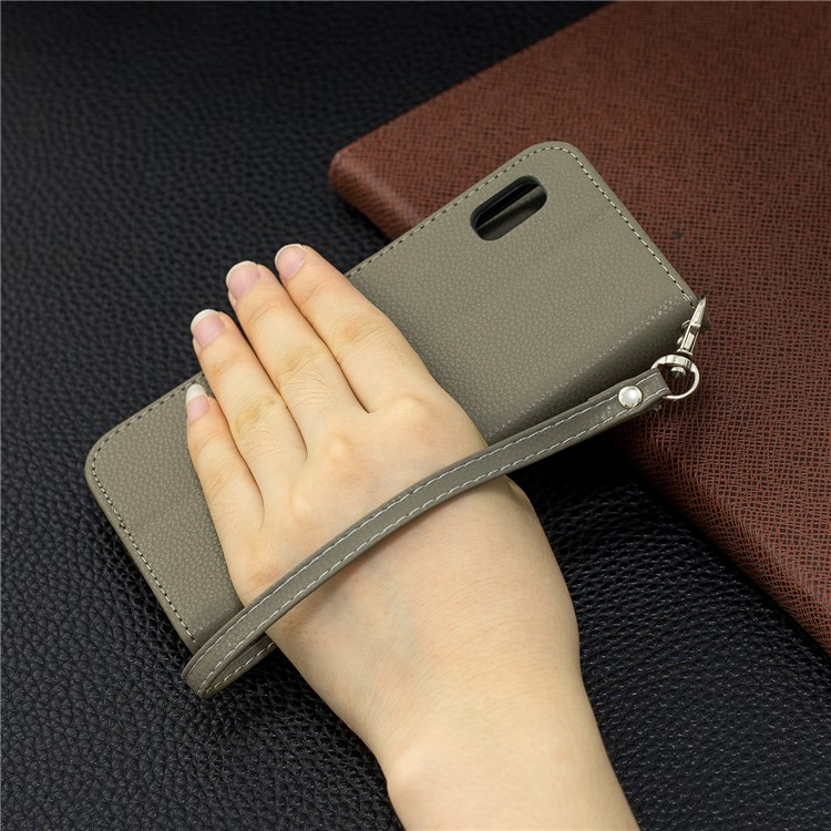 Etui Portefeuille En Cuir À Texture Litchi Pour Samsung Galaxy A10e - Armée Verte-9