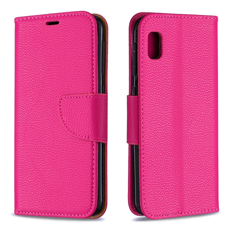 Litchi Texture Leather Wallet Stand Case for Samsung Galaxy A10e - Rose-4