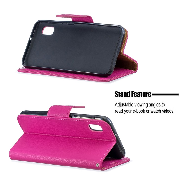 Litchi Texture Leather Wallet Stand Case for Samsung Galaxy A10e - Rose-5
