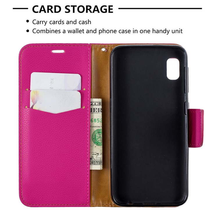 Litchi Texture Leather Wallet Stand Case for Samsung Galaxy A10e - Rose-6