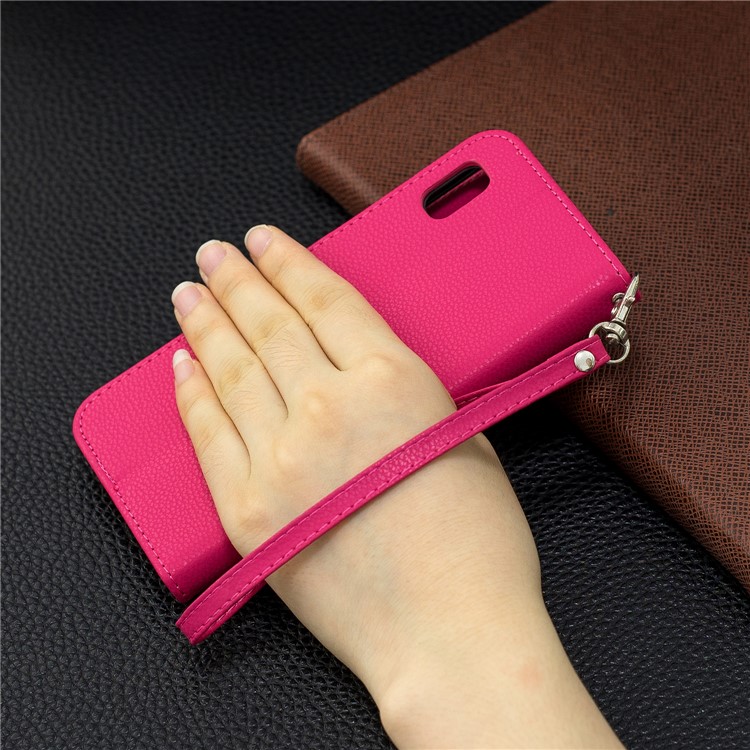 Litchi Texture Leather Wallet Stand Case for Samsung Galaxy A10e - Rose-9