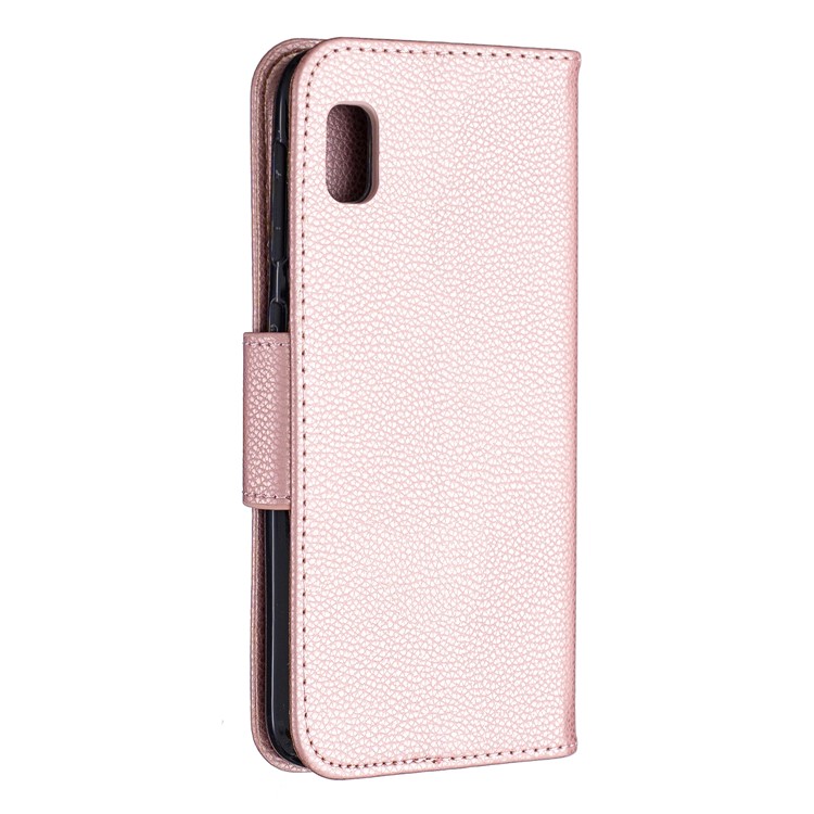 Litchi Texture Leather Wallet Stand Case for Samsung Galaxy A10e - Rose Gold-3