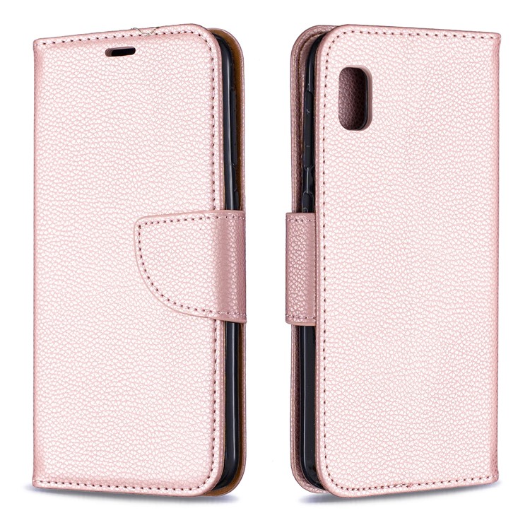 Litchi Texture Leather Wallet Stand Case for Samsung Galaxy A10e - Rose Gold-4