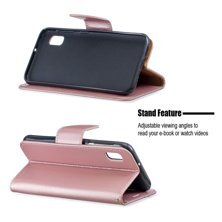 Litchi Texture Leather Wallet Stand Case for Samsung Galaxy A10e - Rose Gold-5