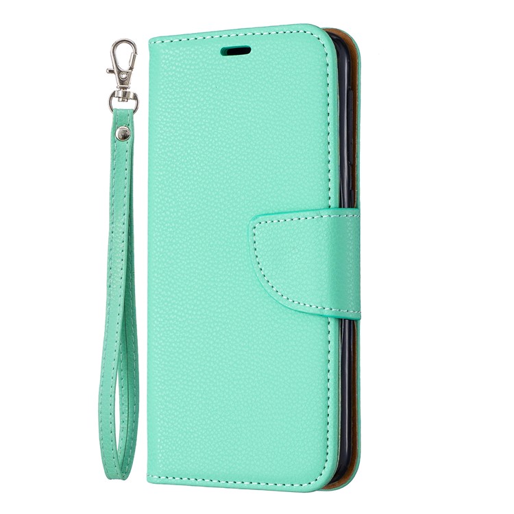Litchi Texture Leather Wallet Stand Case for Samsung Galaxy A10e - Cyan-2