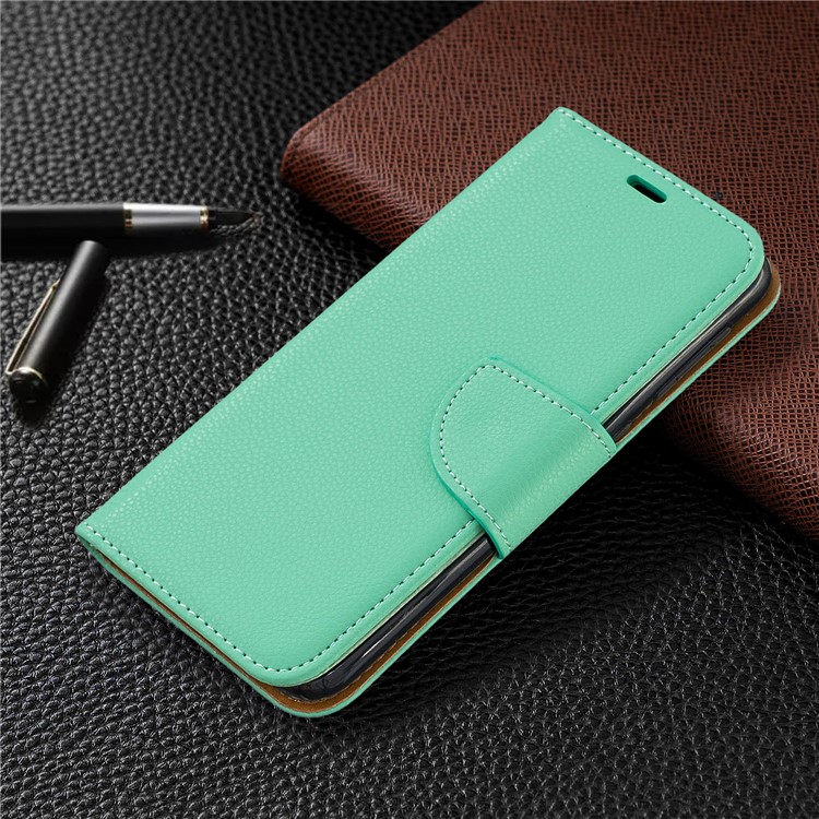 Litchi Texture Leather Wallet Stand Case for Samsung Galaxy A10e - Cyan-7