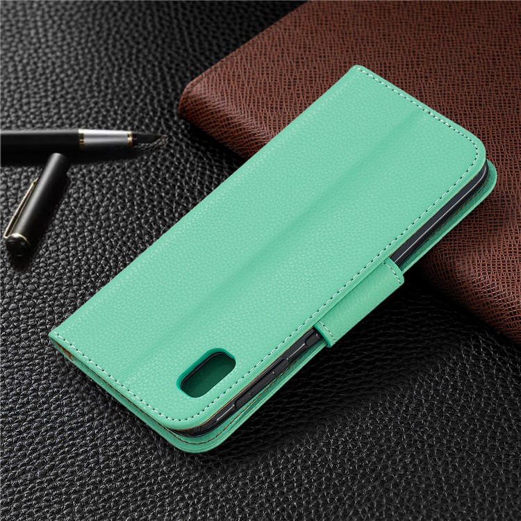 Litchi Texture Leather Wallet Stand Case for Samsung Galaxy A10e - Cyan-8