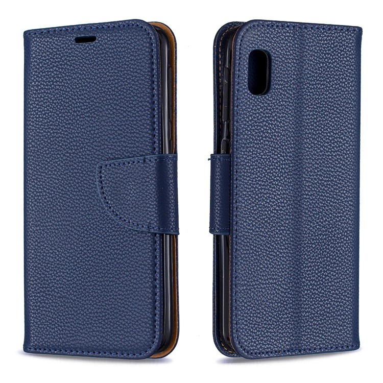 Litchi Texture Leather Wallet Stand Case for Samsung Galaxy A10e - Dark Blue-4