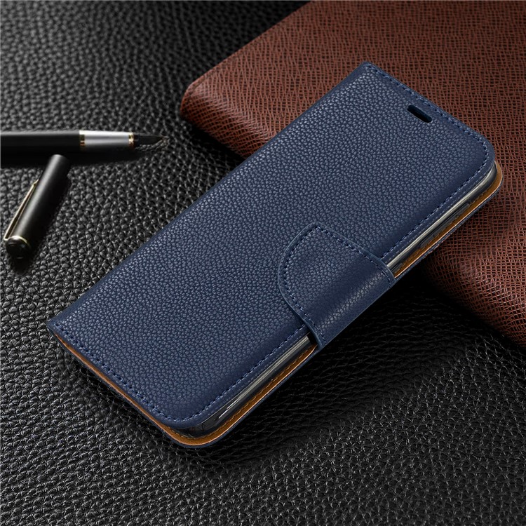 Litchi Texture Leather Wallet Stand Case for Samsung Galaxy A10e - Dark Blue-7