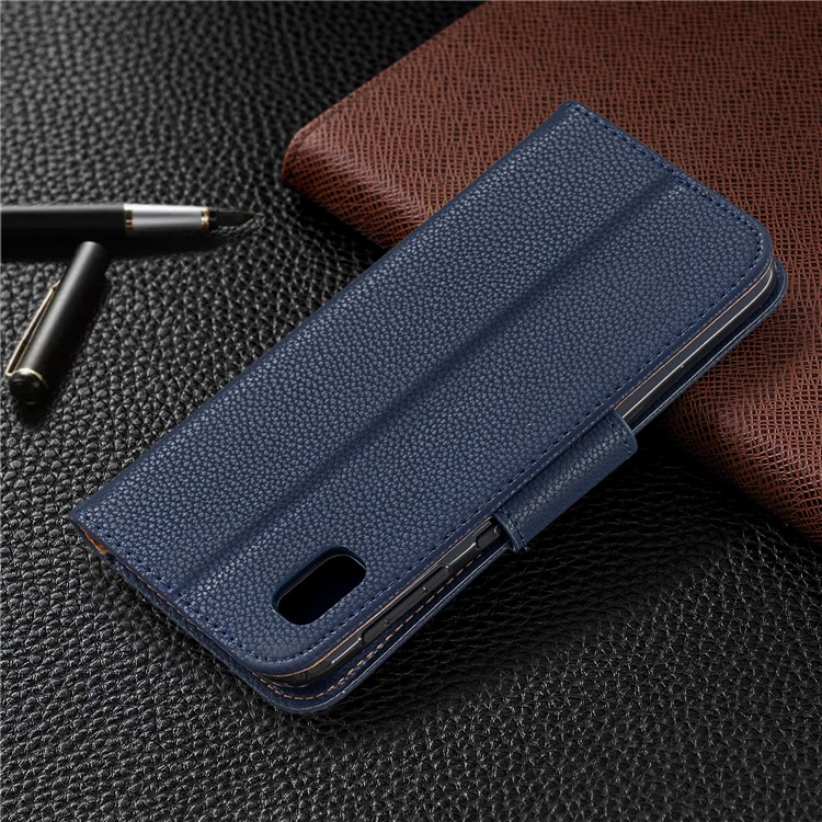 Litchi Texture Leather Wallet Stand Case for Samsung Galaxy A10e - Dark Blue-8