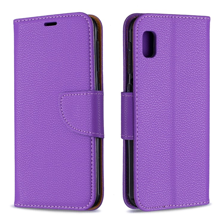 Litchi Texture Leather Wallet Stand Case for Samsung Galaxy A10e - Purple-4