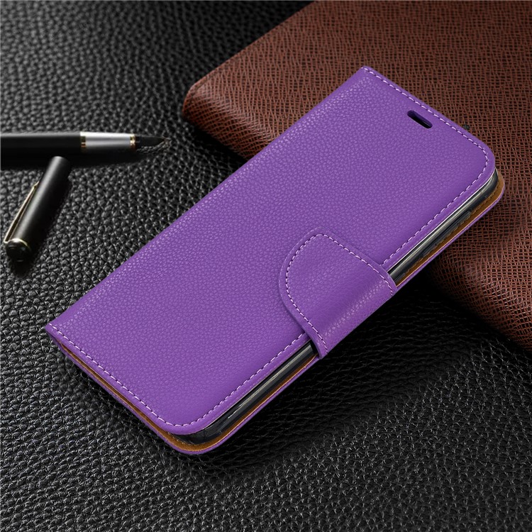 Litchi Texture Leather Wallet Stand Case for Samsung Galaxy A10e - Purple-7