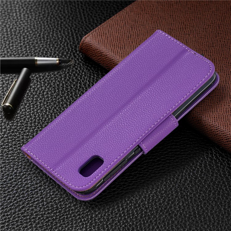 Litchi Texture Leather Wallet Stand Case for Samsung Galaxy A10e - Purple-8