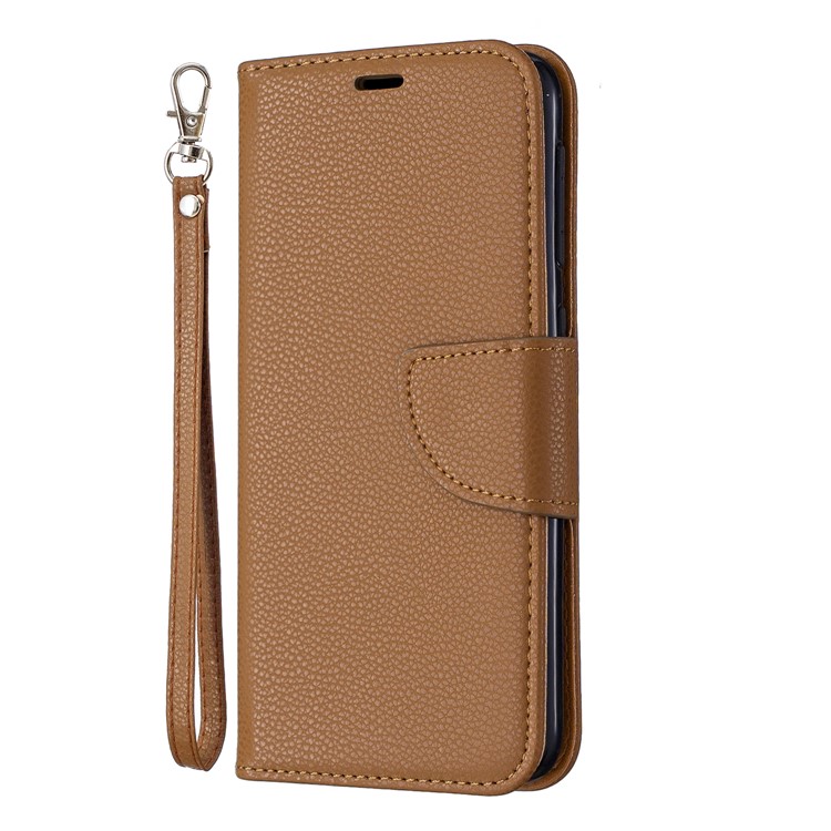 Litchi Texture Leather Wallet Stand Case for Samsung Galaxy A10e - Brown-2