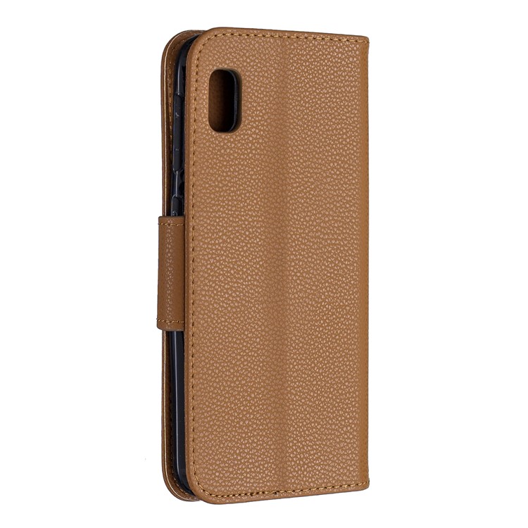 Litchi Texture Leather Wallet Stand Case for Samsung Galaxy A10e - Brown-3