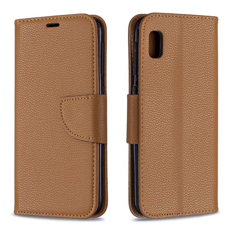 Litchi Texture Leather Wallet Stand Case for Samsung Galaxy A10e - Brown-4