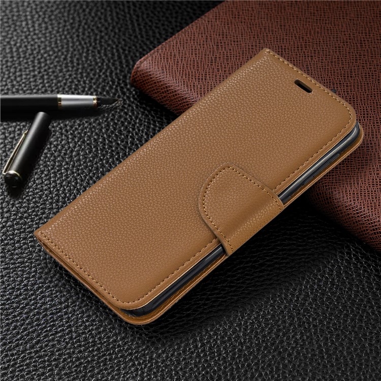 Litchi Texture Leather Wallet Stand Case for Samsung Galaxy A10e - Brown-7
