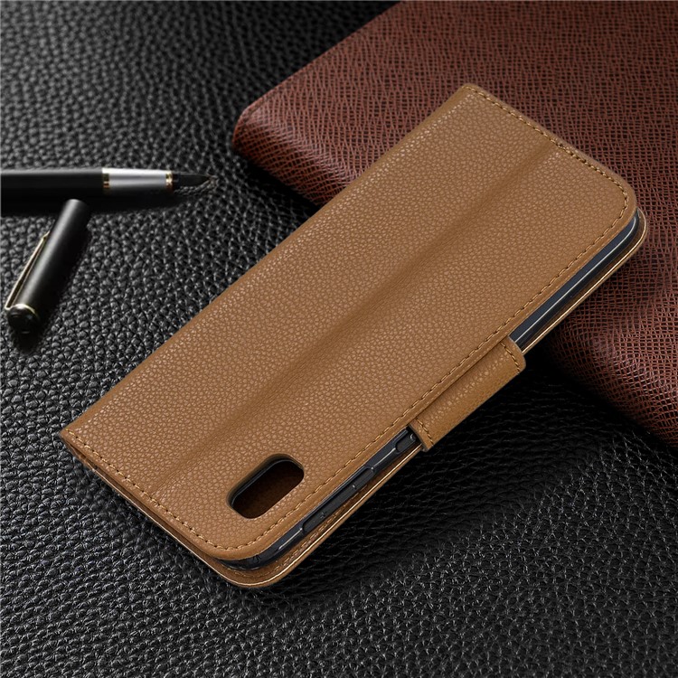 Litchi Texture Leather Wallet Stand Case for Samsung Galaxy A10e - Brown-8