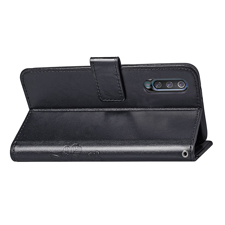 Imprint Four Leaf Clover Leather Wallet Stand Case with Strap for Samsung Galaxy A70 - Black-6