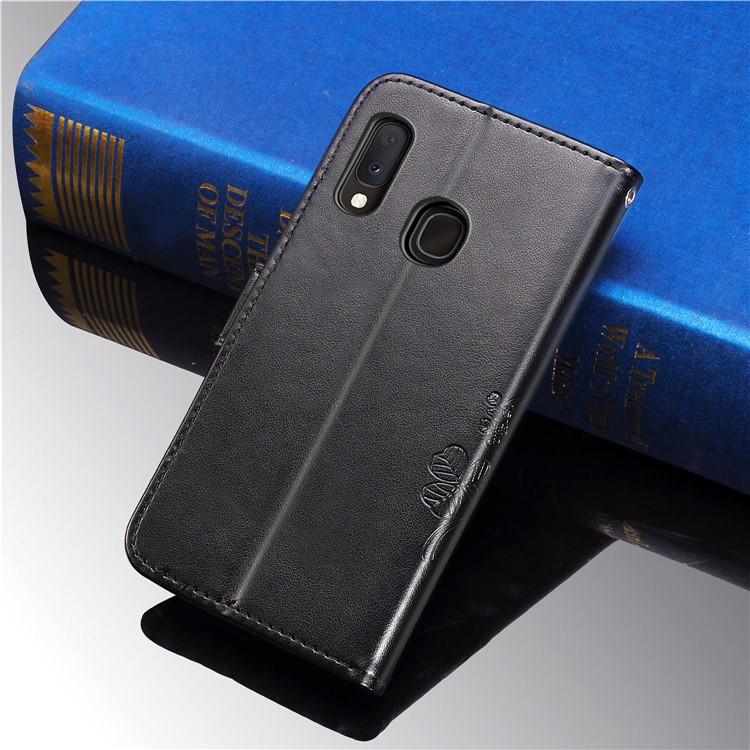 Imprint Four Leaf Clover Leather Wallet Stand Case with Strap for Samsung Galaxy A20e - Black-10