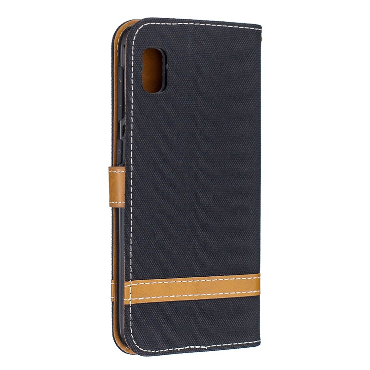 Assorted Color Jeans Cloth Wallet Stand Leather Case for Samsung Galaxy A10e - Black-3