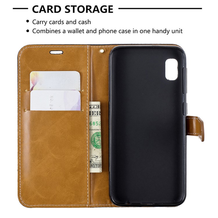 Assorted Color Jeans Cloth Wallet Stand Leather Case for Samsung Galaxy A10e - Black-6