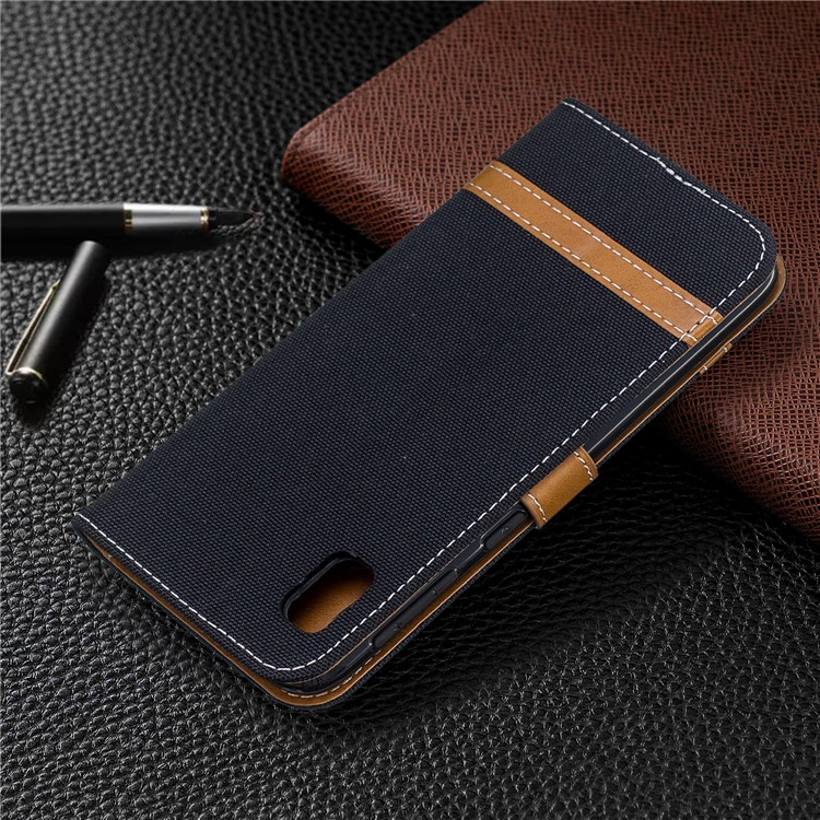 Assorted Color Jeans Cloth Wallet Stand Leather Case for Samsung Galaxy A10e - Black-8