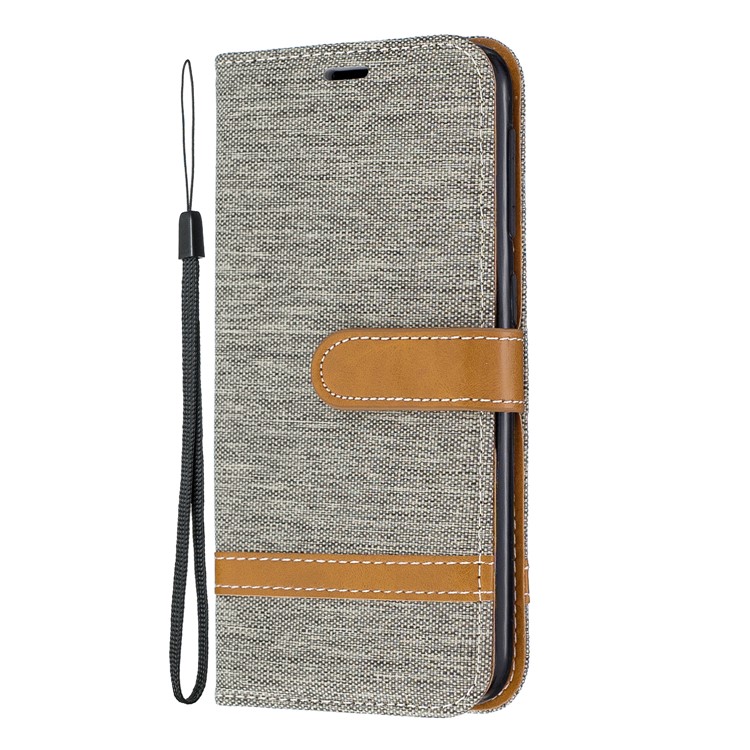 Assorted Color Jeans Cloth Wallet Stand Leather Case for Samsung Galaxy A10e - Grey-2