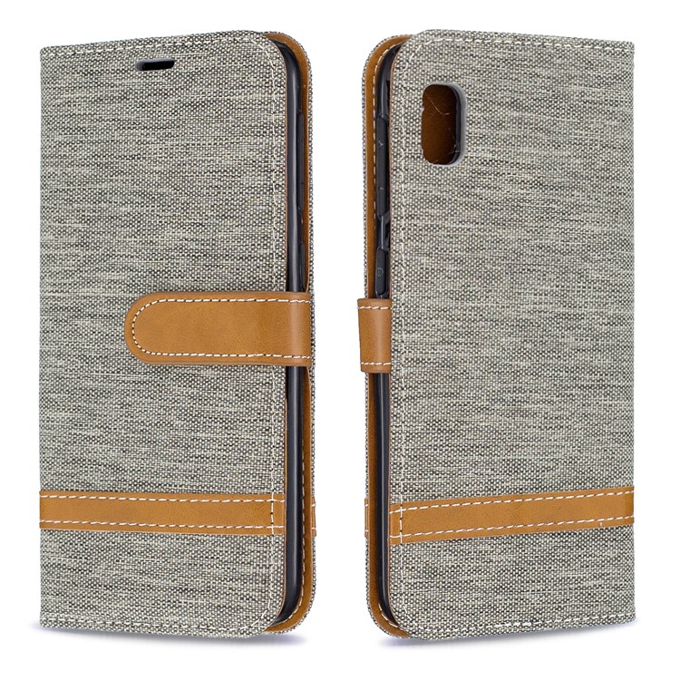 Assorted Color Jeans Cloth Wallet Stand Leather Case for Samsung Galaxy A10e - Grey-4
