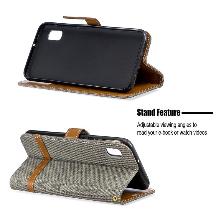 Assorted Color Jeans Cloth Wallet Stand Leather Case for Samsung Galaxy A10e - Grey-5