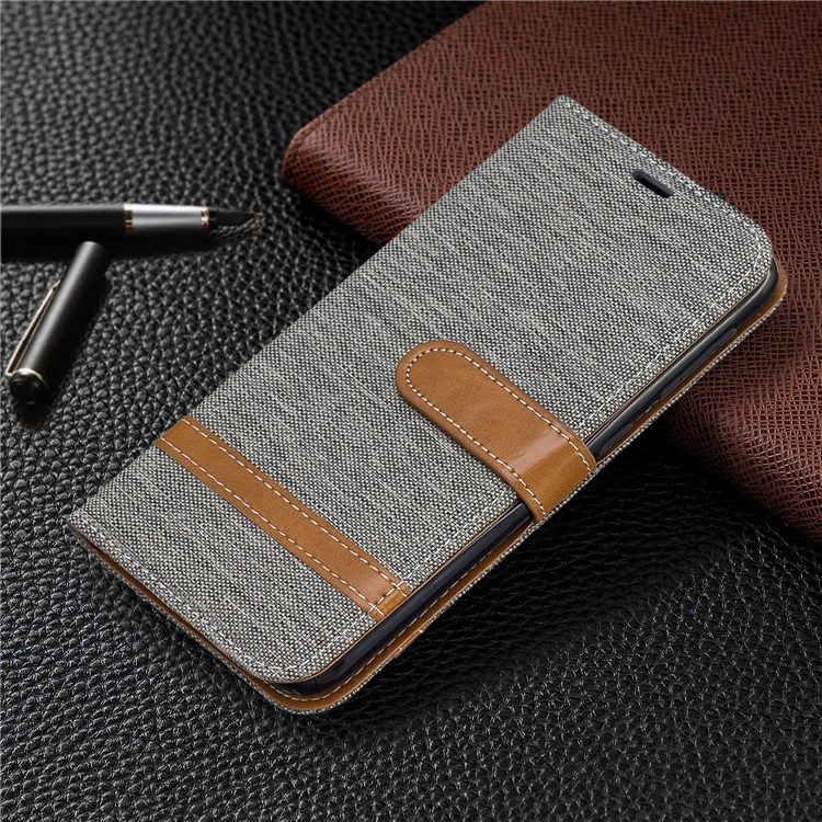 Assorted Color Jeans Cloth Wallet Stand Leather Case for Samsung Galaxy A10e - Grey-7