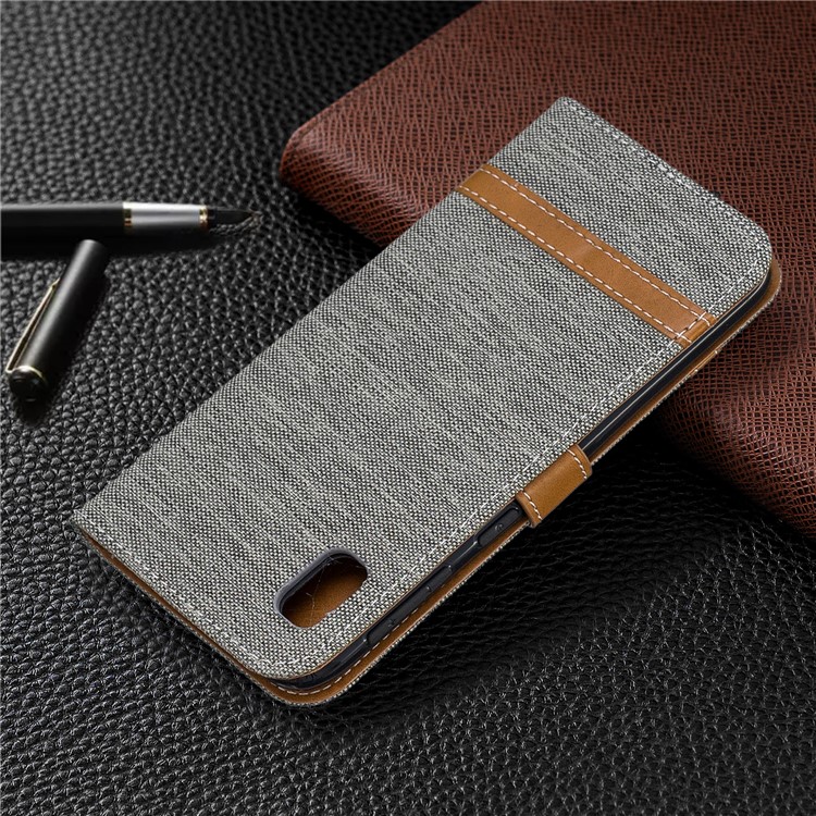 Assorted Color Jeans Cloth Wallet Stand Leather Case for Samsung Galaxy A10e - Grey-8
