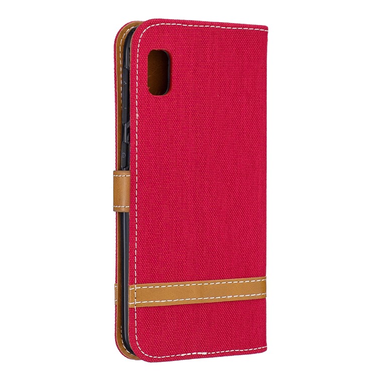 Assorted Color Jeans Cloth Wallet Stand Leather Case for Samsung Galaxy A10e - Red-3