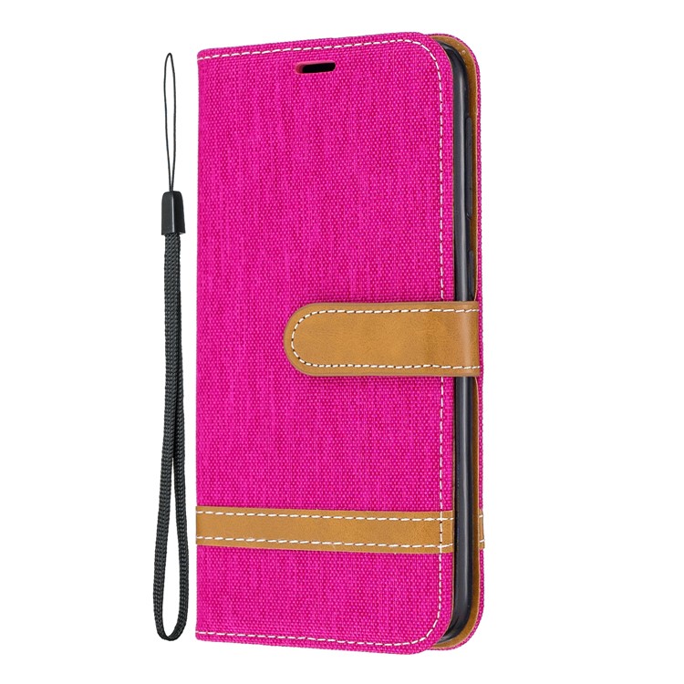 Assorted Color Jeans Cloth Wallet Stand Leather Case for Samsung Galaxy A10e - Rose-2