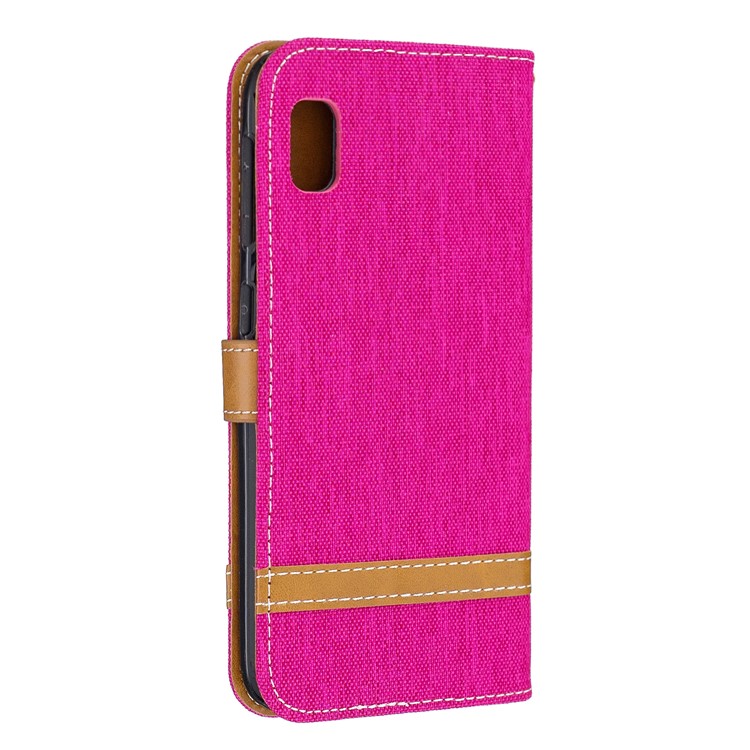 Assorted Color Jeans Cloth Wallet Stand Leather Case for Samsung Galaxy A10e - Rose-3