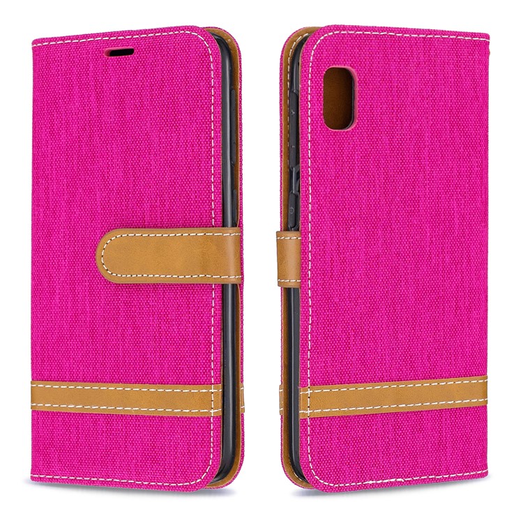 Assorted Color Jeans Cloth Wallet Stand Leather Case for Samsung Galaxy A10e - Rose-4