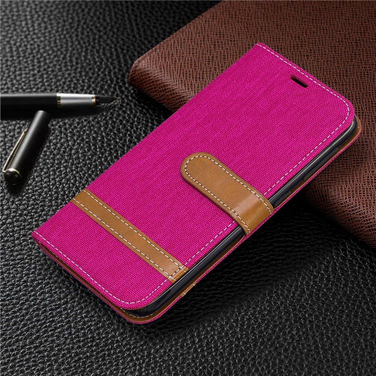 Assorted Color Jeans Cloth Wallet Stand Leather Case for Samsung Galaxy A10e - Rose-7